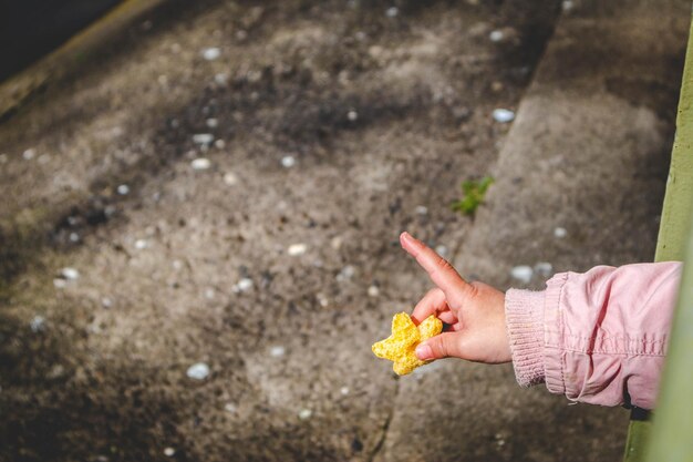 写真 食べ物を食べている人の真ん中