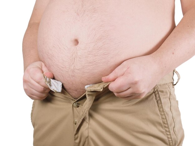 Photo midsection of overweight man wearing trouser