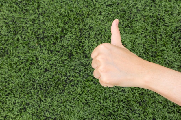 Photo midsection of person hand on grass