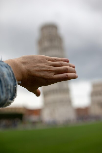 Photo midsection of person holding hand