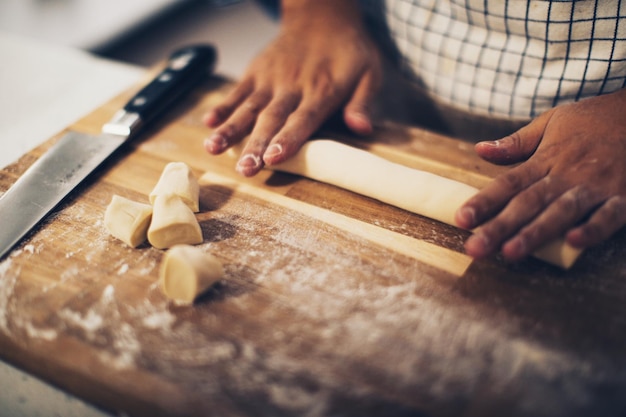 midsection of person preparing food on table at home