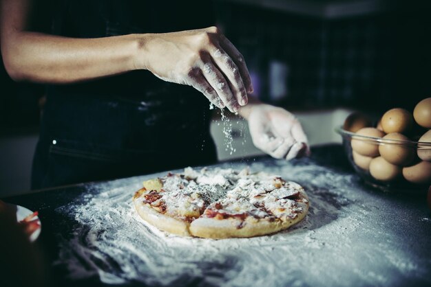 Photo midsection of person preparing food