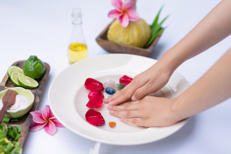 Photo midsection of woman eating food on table