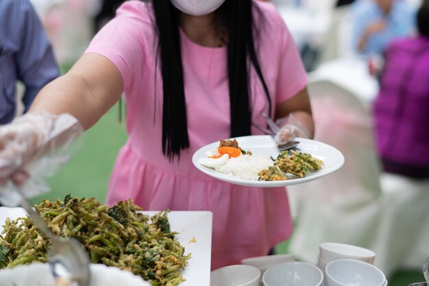 Photo midsection of woman having food