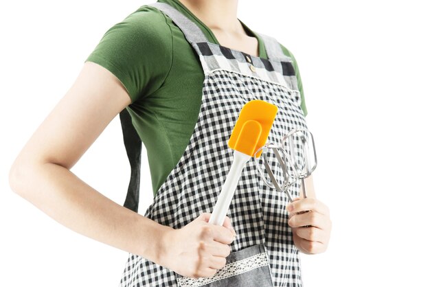 Photo midsection of woman holding umbrella against white background