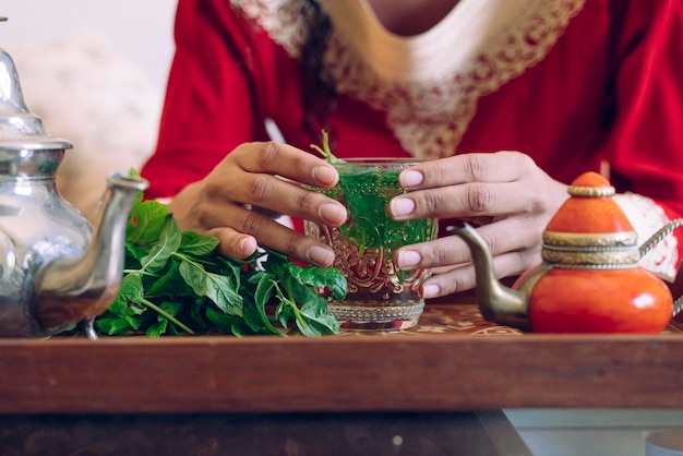 Midsection of woman preparing food on table