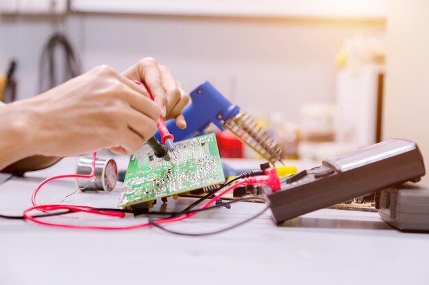 Midsection of woman working on table