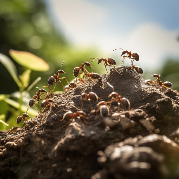 Foto mieren bouwen een heuvel.