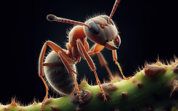 Mieren Vergrote afbeelding van een mier Macro afbeelding met scherpe details
