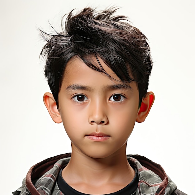 Miffed 11-jarige Thaise jongen studio headshot