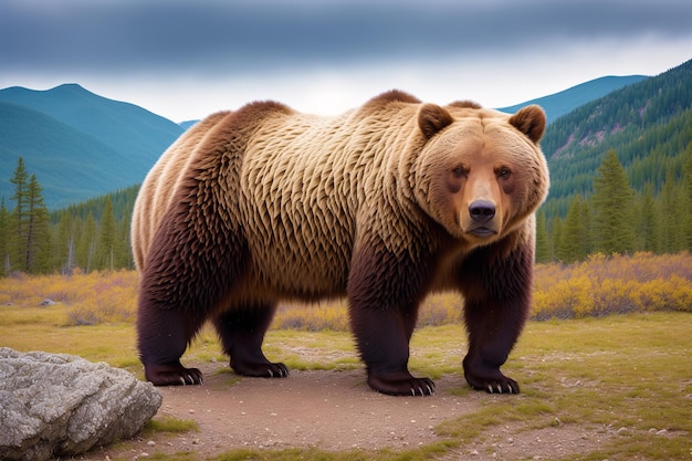 The Mighty Bear Beautiful grizzly bear Generative AI