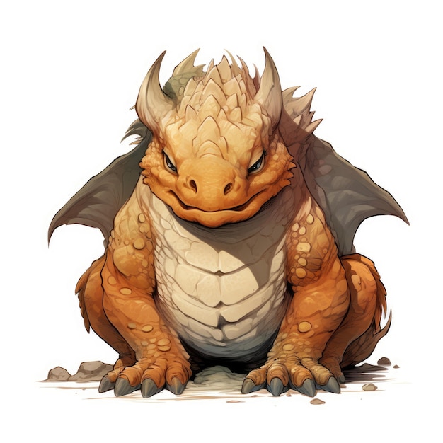 Могущественный толстый дракон - шедевр цифрового искусства с смелыми очертаниями и игривой комической атмосферой