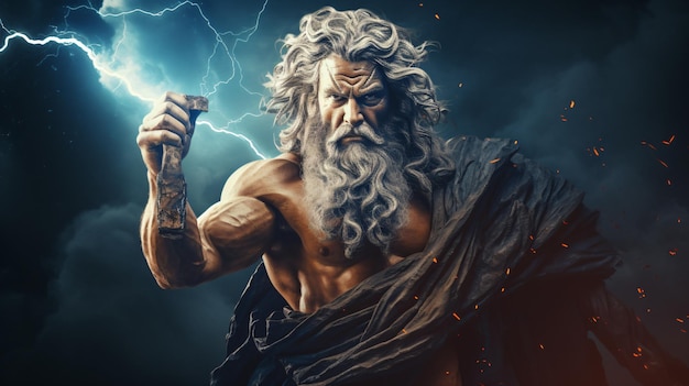 Foto il potente dio zeus il potere del re degli dei olimpici