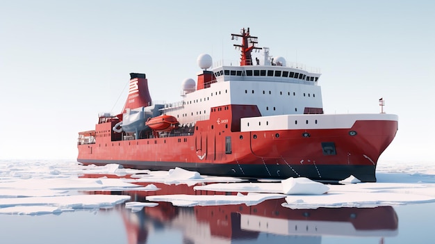 Mighty Icebreaker Ship Pioneering Arctic Waters AI Generated