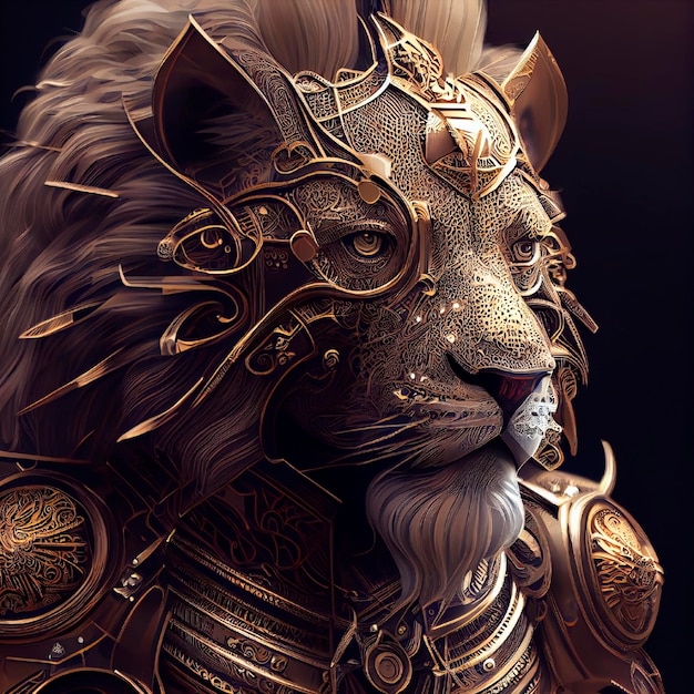 Mighty lion head with intricate details Generative AI