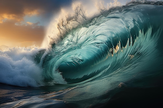 mighty waves in the open ocean