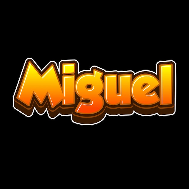 Miguel Text 3D Orange Black Background Photo JPG