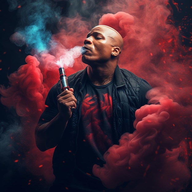 Mike Tyson vaping on a a red vaporizer Vibrant