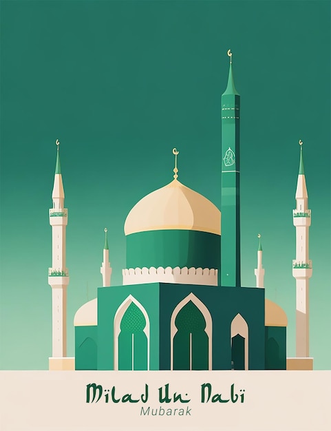 Foto milad un nabi mooie moskee banner ontwerp vector afbeelding
