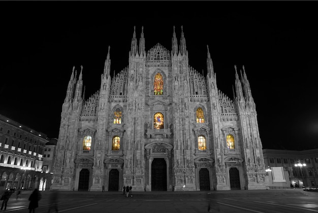 Milan Cathedral with illuminated