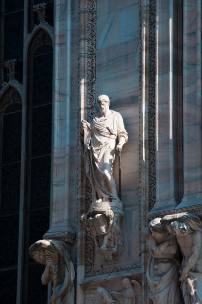 Milan city Italy Cathedral statue architecture detail