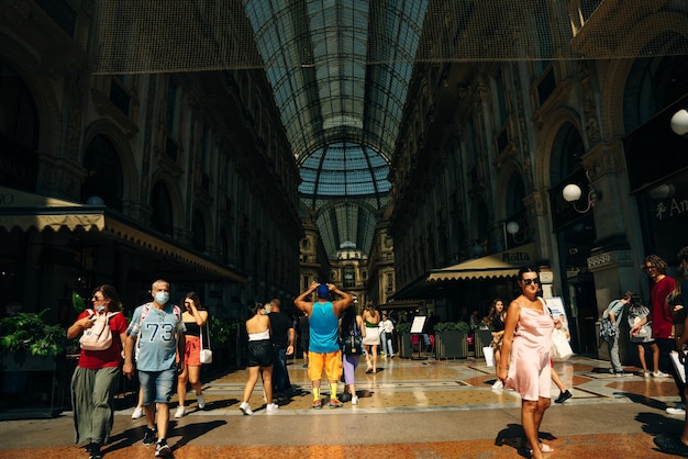 Milan Italy June 2022 Famous Galleria Vittorio Emanuele II on Piazza del Duomo