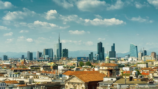 Milan skyline with modern skyscrapers