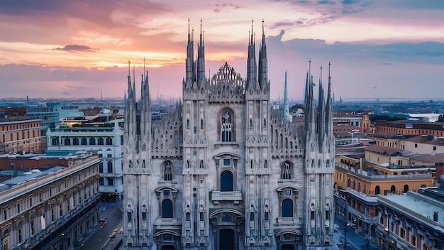 Milan view on the skyline from the duomo lombardia italy