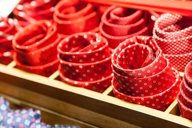 Milano - Italy. Detail of  ties in a luxury shop