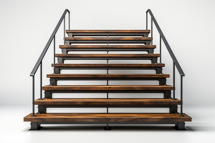 Photo mild steel staircase on white background