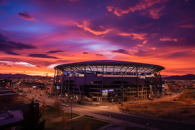 Mile high stadium at dusk photography