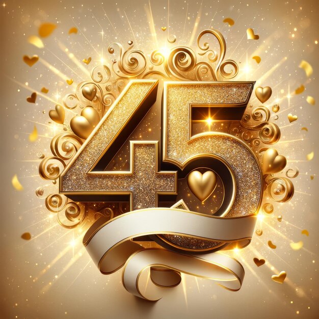 Foto milestone 45th birthday glitter graphic with copyspace