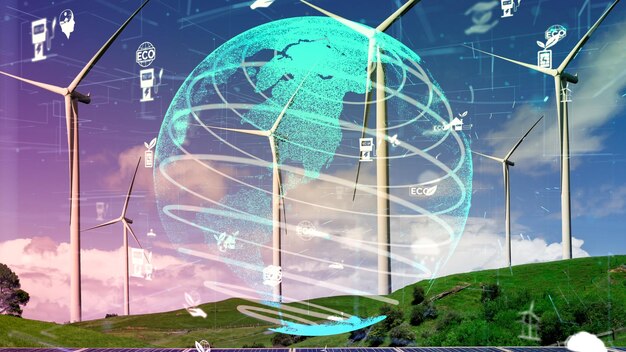 Foto milieubehoudtechnologie en het naderen van wereldwijde duurzame esg