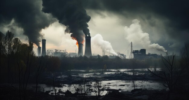 Milieubesmetting gevaarlijke en schadelijke afvalstoffen giftige dampen bodem- en luchtverontreiniging wereldwijde probleemcrisis