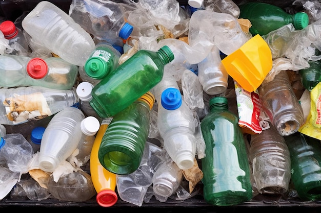 Milieucrisis: vuilnisbakken vol met plastic flessen