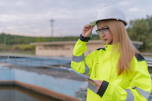 Milieutechnici werken bij afvalwaterzuiveringsinstallatiesWatervoorzieningstechniek werken bij Waterrecyclinginstallatie voor hergebruik