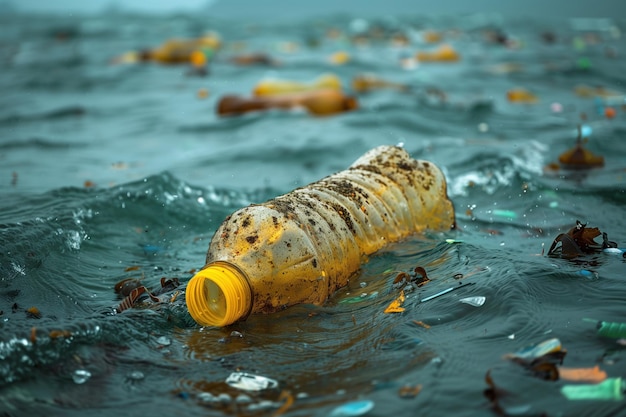 milieuvervuilingsconcept plastic flessen en ander afval in het zeewater