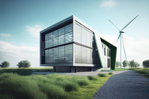 Milieuvriendelijk gebouw aangedreven door windenergieopwekkende ai