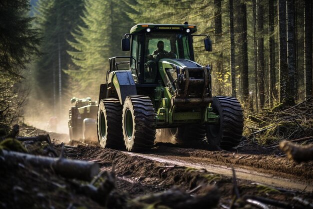 Milieuvriendelijke houtkap Feller Bunchers Minimaliseren van de milieueffect Beste Feller Buncher fotografie