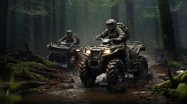 Militair ATV in het bos