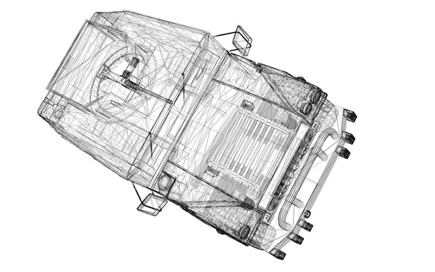 Militair tankmodel, carrosseriestructuur, draadmodel