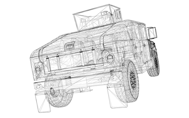 Militair tankmodel, carrosseriestructuur, draadmodel