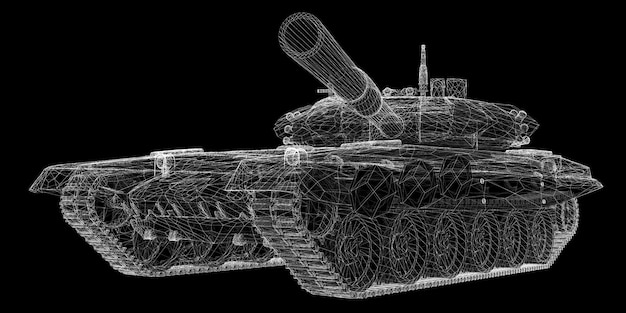 Militair tankmodel, carrosseriestructuur, draadmodel