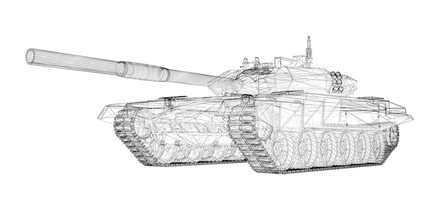 Militair tankmodel, carrosseriestructuur, draadmodel