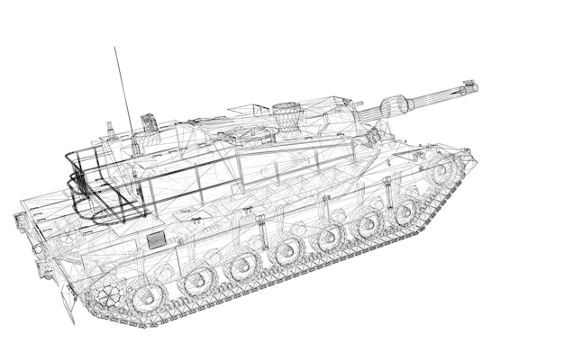 Militair tankmodel, carrosseriestructuur, draadmodel