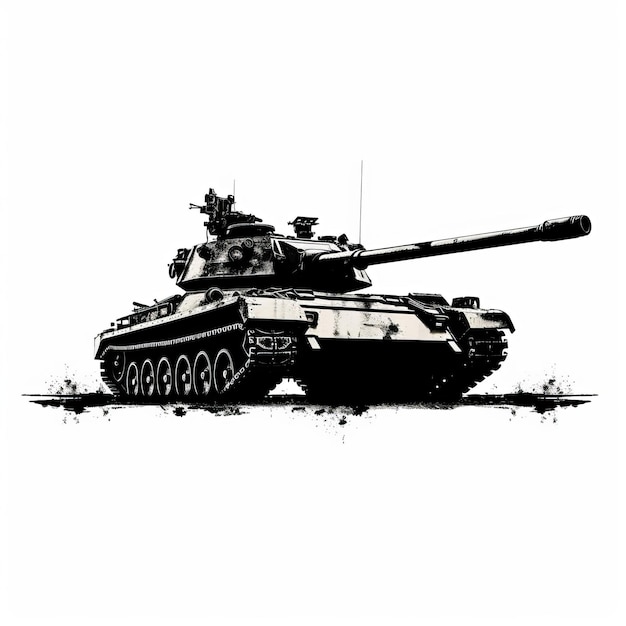 Militair tanksilhouet op witte achtergrond Generatieve AI