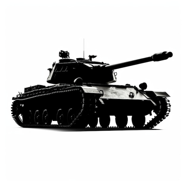 Militair tanksilhouet op witte achtergrond Generatieve AI