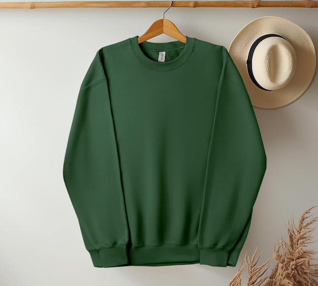 Militaire Groene Boho Hanging sweatshirt met beide mouwen mockup bundel