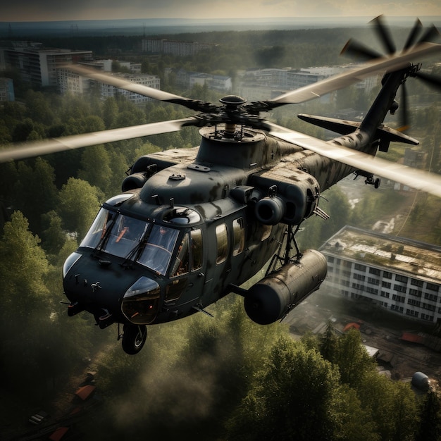 Militaire helikopter in actie