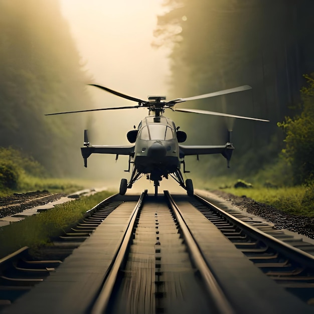 Militaire Helikopter Op Een Groen Bos Generatieve AI